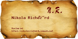 Nikola Richárd névjegykártya
