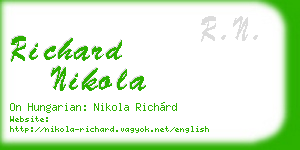 richard nikola business card